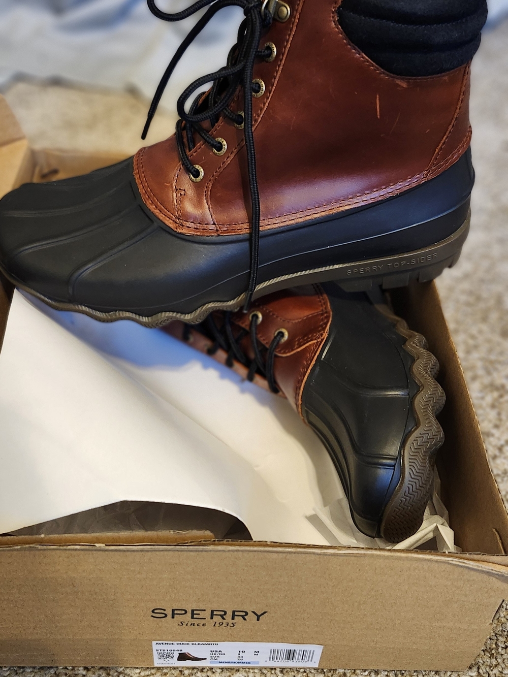Sperry Brown and Black Waterproof Lace-Up Boots - Picture 2 of 4